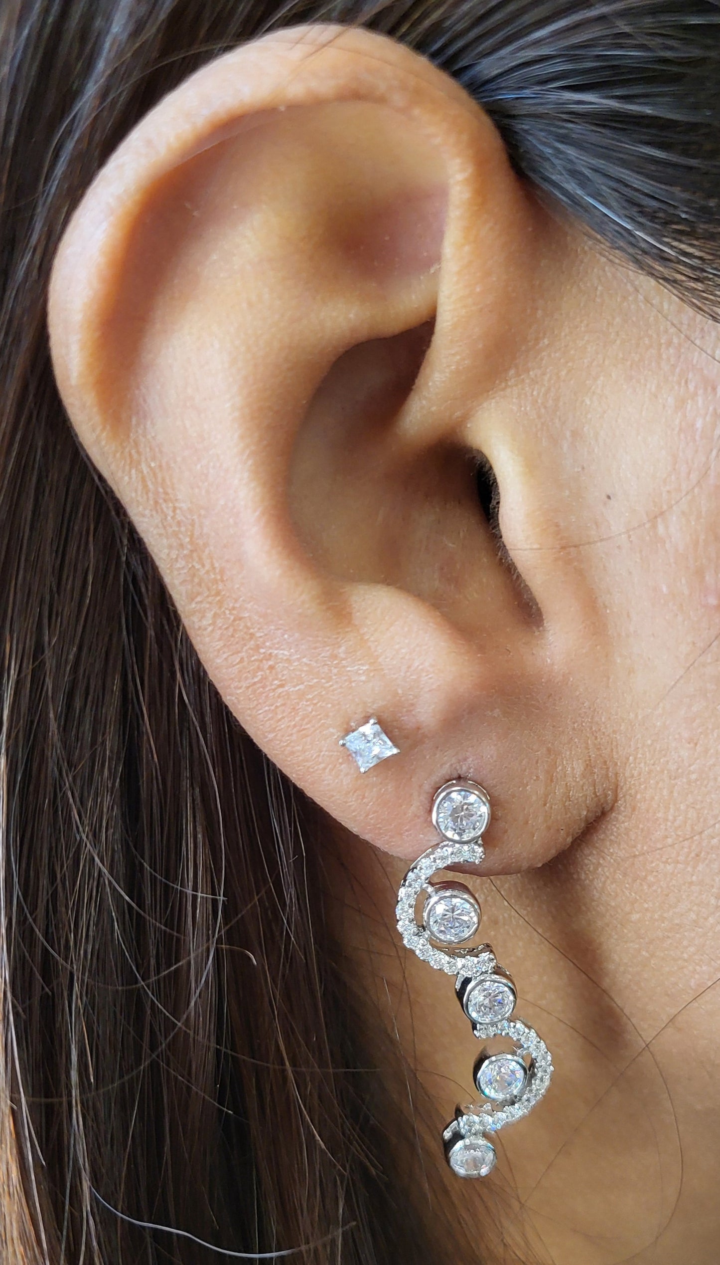 Sterling Silver Wavy Earring