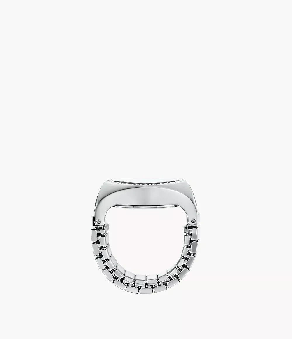 FOSSIL TWO-HAND SILVER-TONE HEART WATCH RING-ES5408