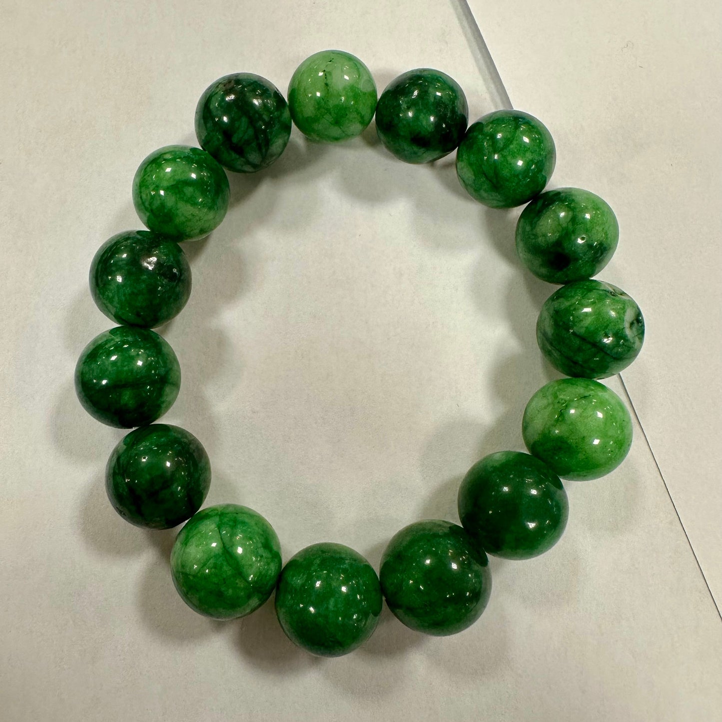 12mm Jade Beaded Bracelet
