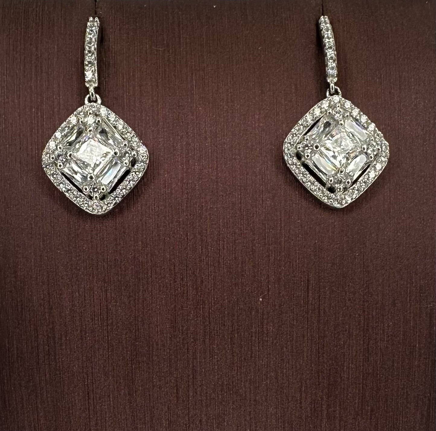 Sterling Silver Cushion cz Earring