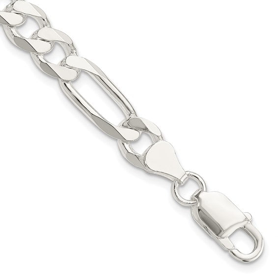 (9.8mm) Sterling Silver Figaro Chain (20-28 inches)