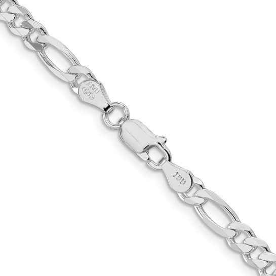 (4mm) Sterling Silver Figaro Chain 16-30 inches