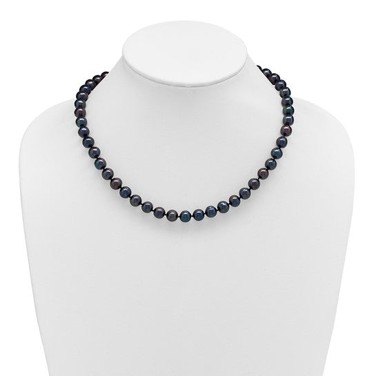 Sterling Silver 8-9mm Black Pearl Necklace