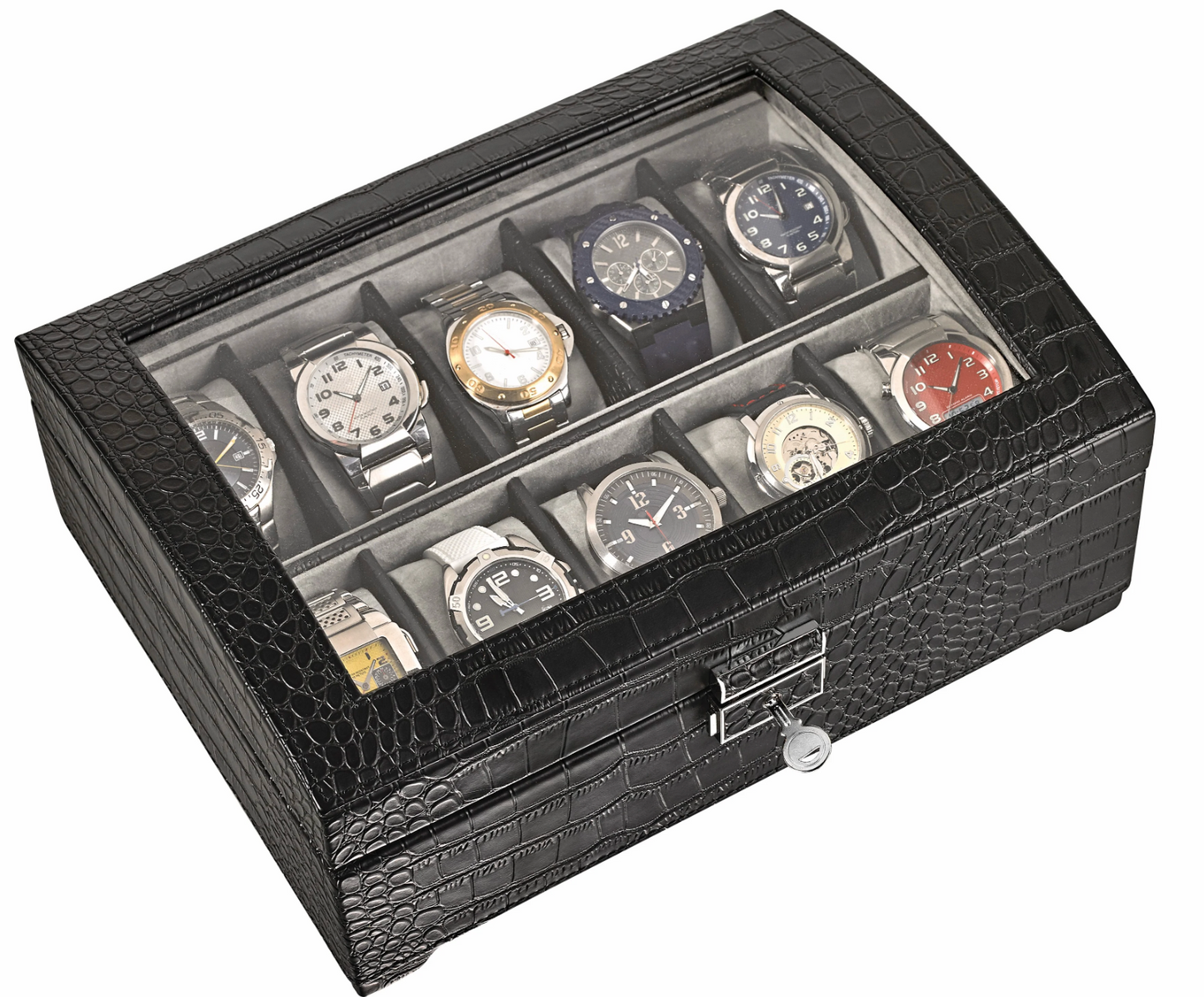 10 Slot Black Leatherette Case