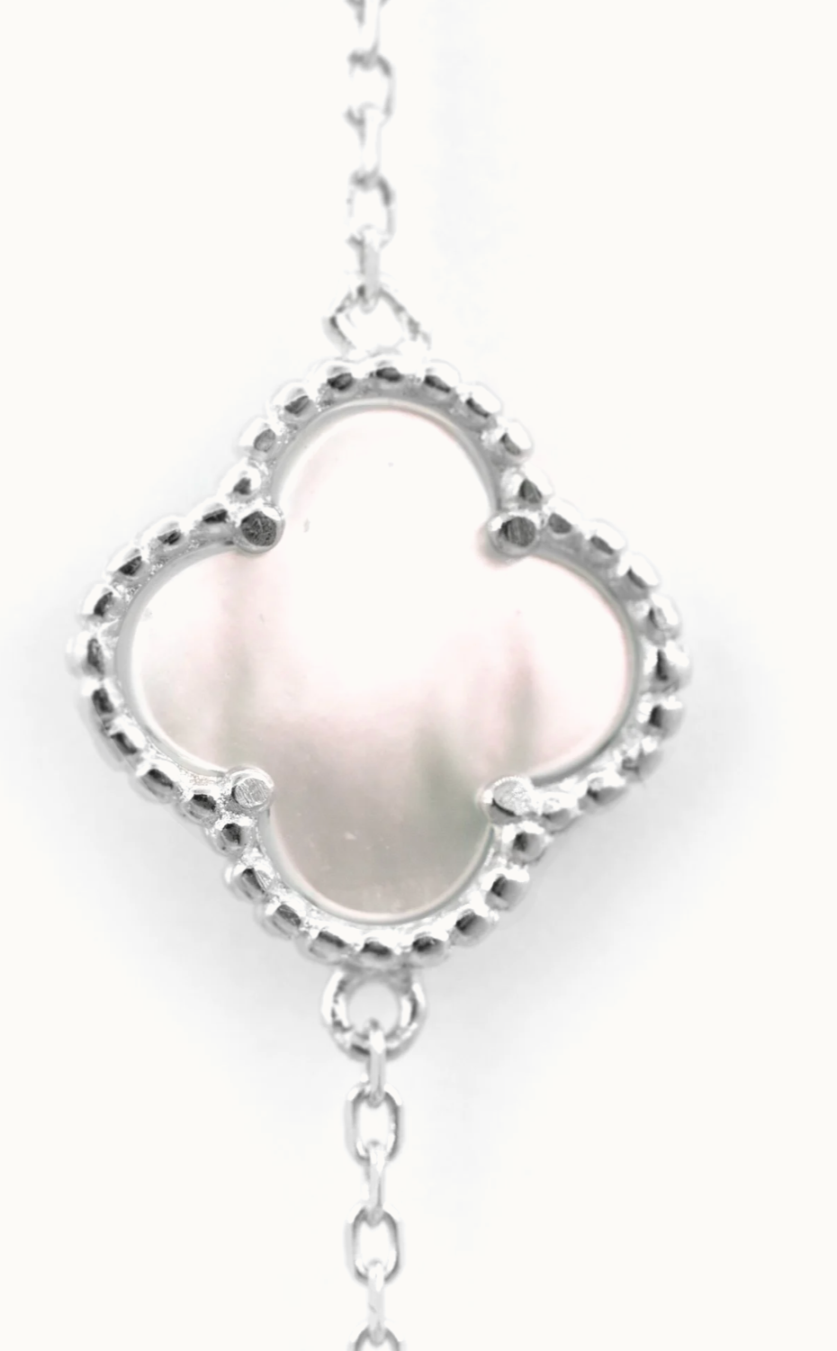 Sterling Silver Mother of Pearl and Turquoise Four Leave Clover Necklace