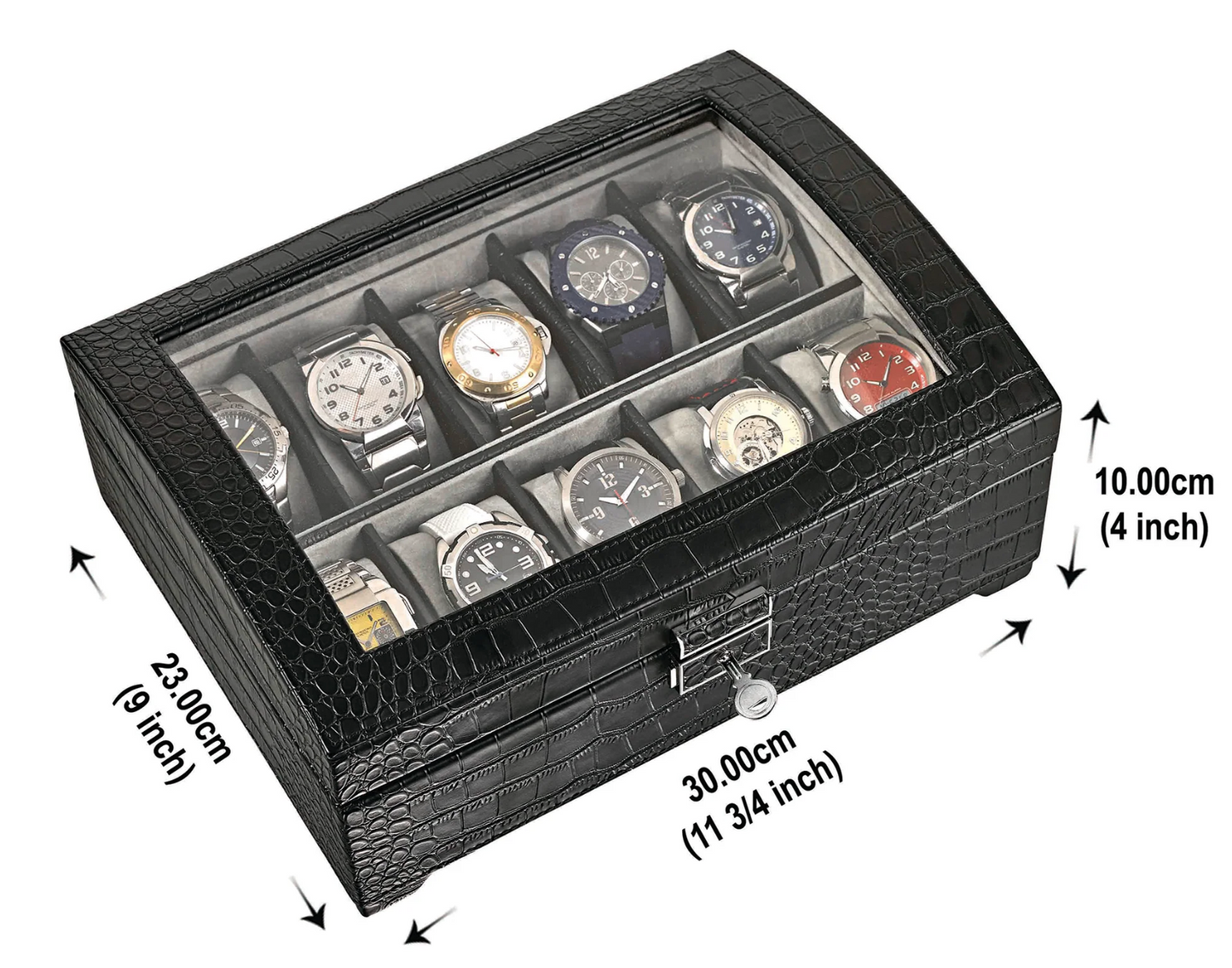 10 Slot Black Leatherette Case