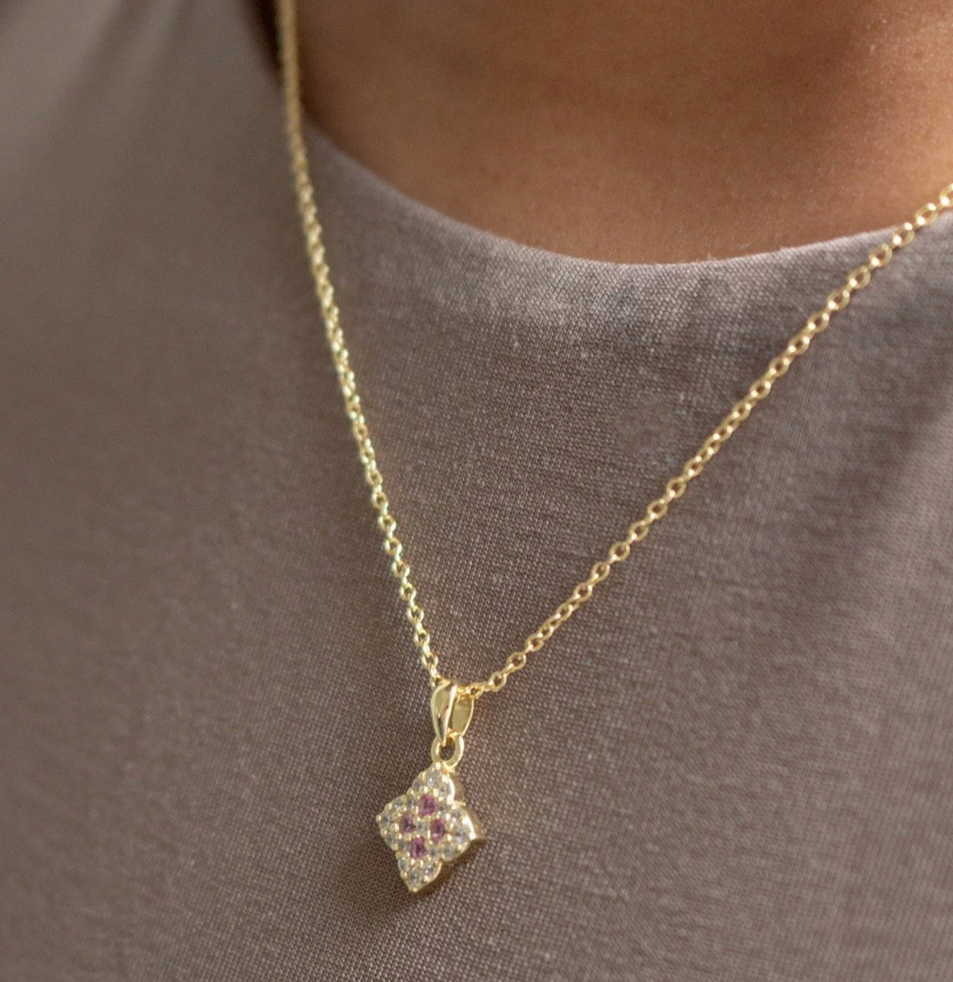 Sterling Silver Gold Plating Clover Necklace