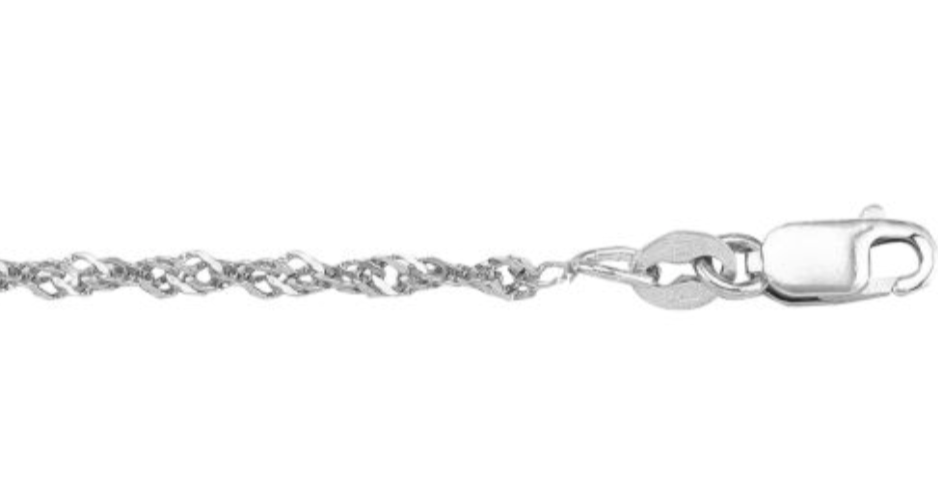 (1.7mm) 10K and 14K Whitegold Singapore Chain 16 - 24 inches