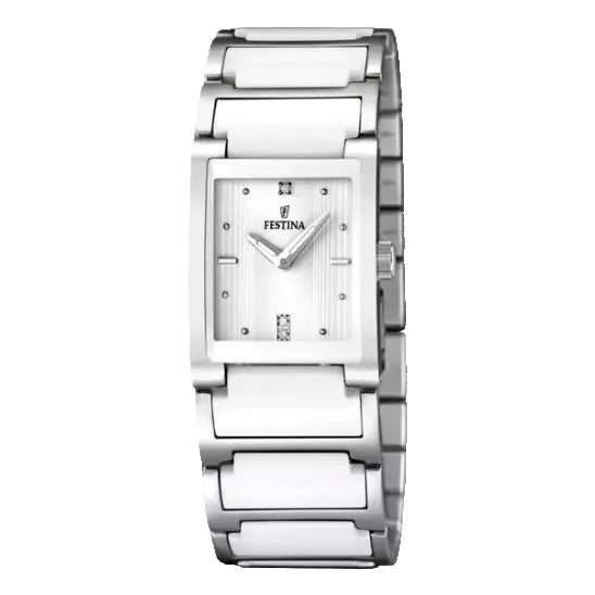 FESTINA CERAMIC SILVER & WHITE STRAP WOMEN'S WATCH F16536/1