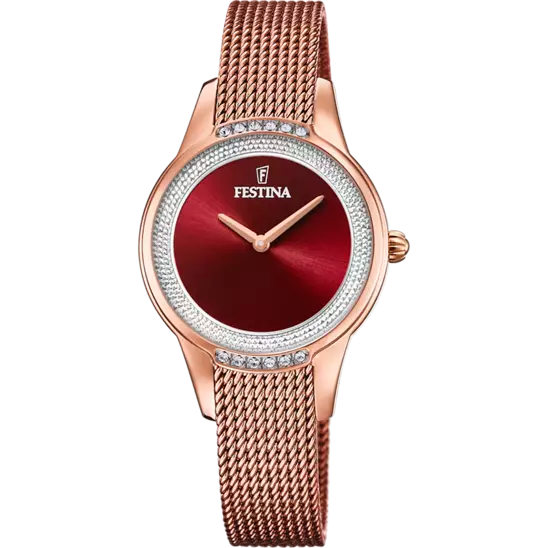 FESTINA MADEMOISELLE WATCH RED STEEL STRAP | F20496/1