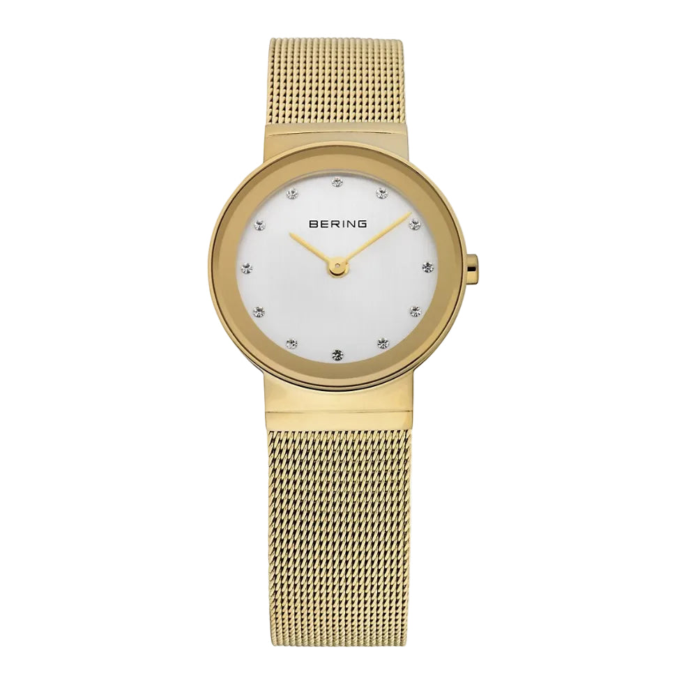 Bering Ladies gold watch w/mesh bracelet I 10126-334