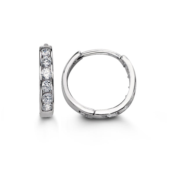 (11mm)WhiteGold CZ Huggies