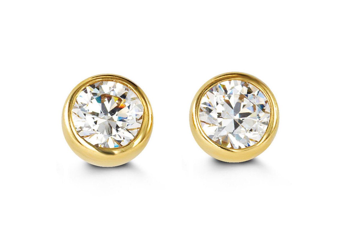 Yellow Gold Bezal Setting Studs