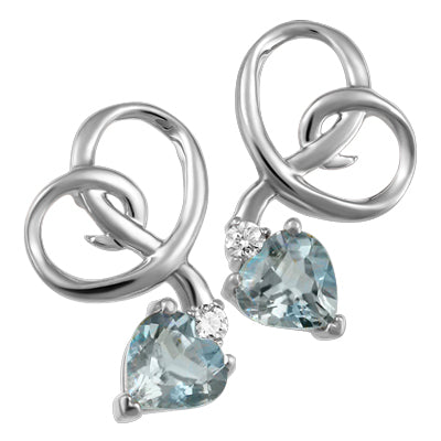 (0.025cttw) 10k Whitegold Aquamarine Earrings with Canadian Diamond