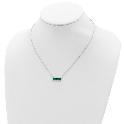 Sterling Silver Emerald-cut l Cz Bar Necklace