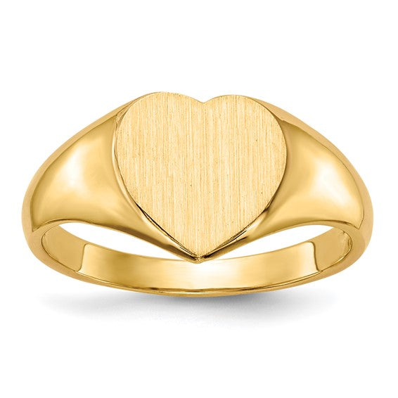 Sterling Silver Gold Plating Heart Signet Ring