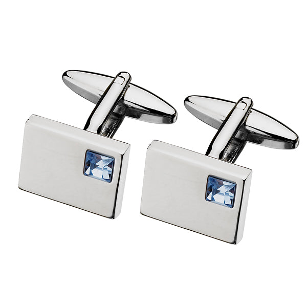 Blue Swarovski Stainless Steel Cufflinks