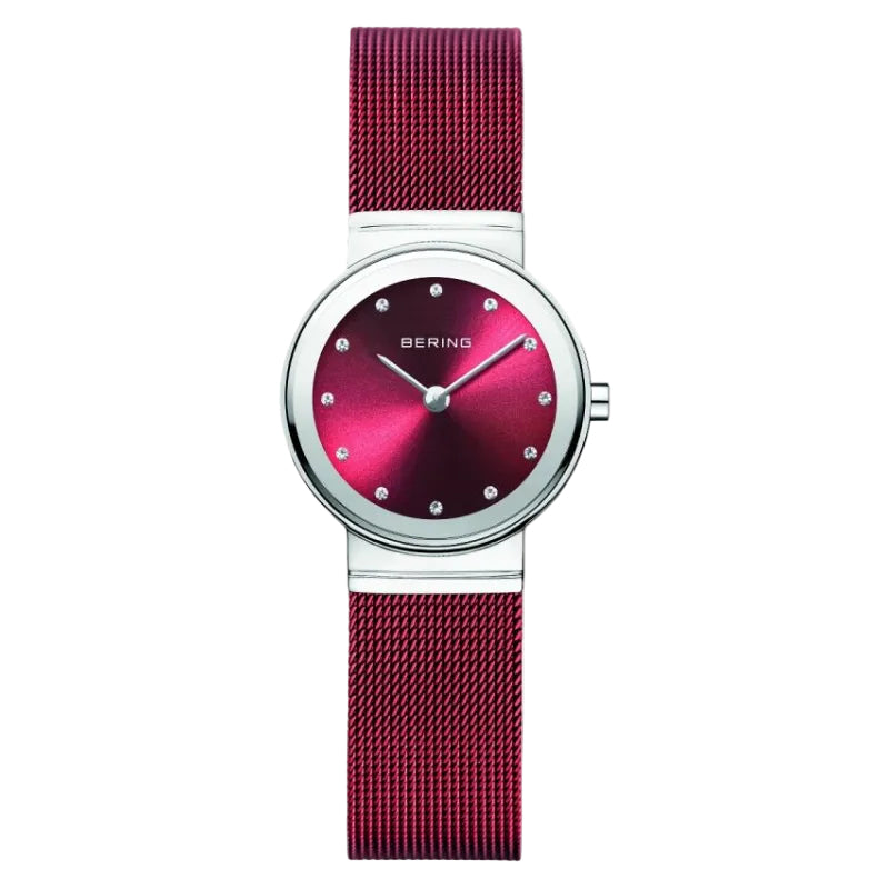 Bering Ladies Red watch w/mesh bracelet I 10126-303