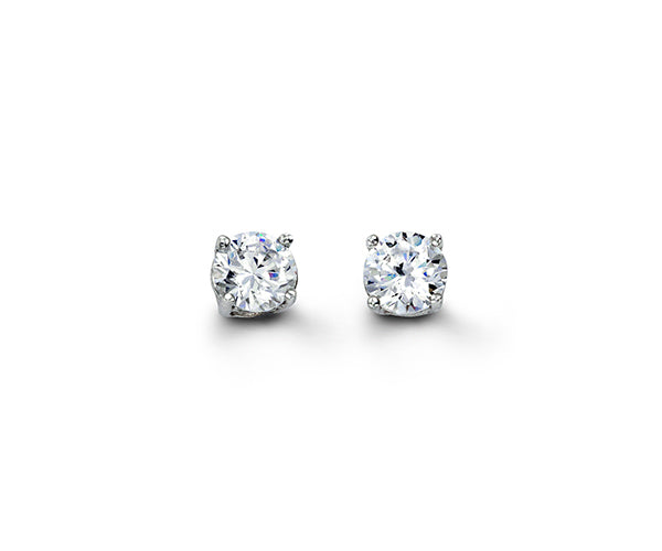 (5mm)Sterling Silver Round Cz Studs