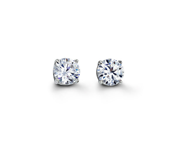 (6mm)Sterling Silver Round Cz Studs