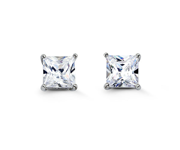 (7mm)Sterling Silver Cz Square Studs