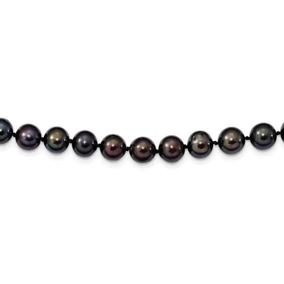 Sterling Silver 8-9mm Black Pearl Necklace