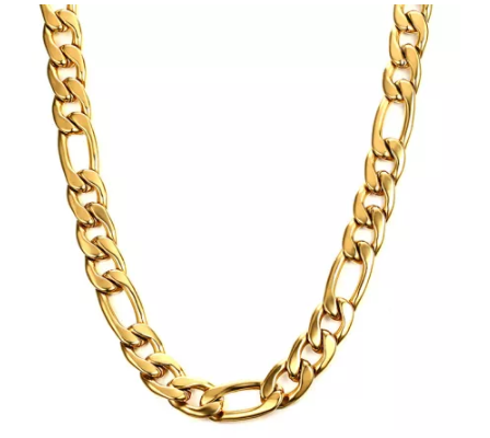 Stainless Steel 9mm Goldip Figaro Link Chain