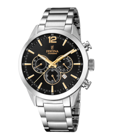 FESTINA | MEN'S BLACK CHRONOGRAPH STAINLESS STEEL WATCH F20343/4