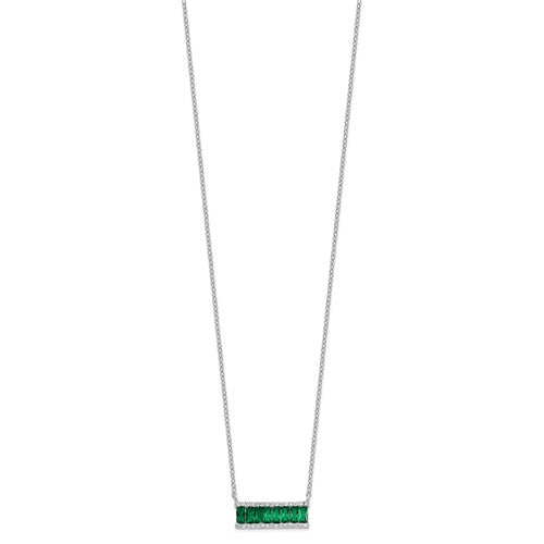Sterling Silver Emerald-cut l Cz Bar Necklace