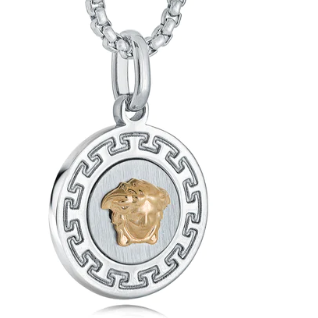 Stainless Steel Greek Key Medusa Head Necklace