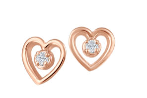 (0.025cttw) Rose Gold Heart Canadian Diamond Studs