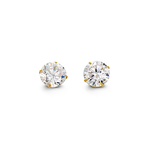 (6.5mm)YellowGold Cz Studs
