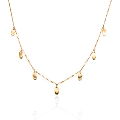 10k Gold Delicate Drop Disc Necklace