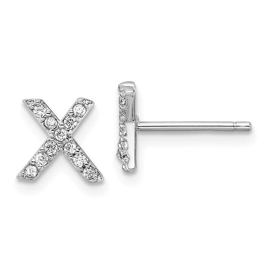 Sterling Silver Initial "X" Stud Earrings