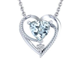 Sterling Silver Aquamarine Heart Necklace