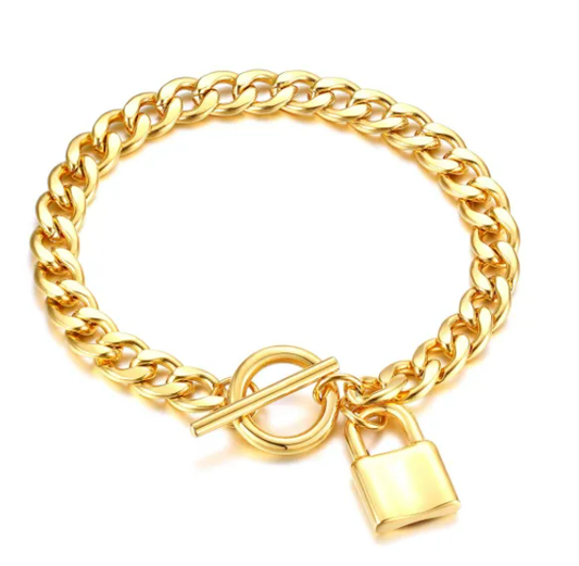 Stainless Steel Square Padlock Bracelet