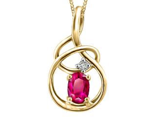 (0.026Cttw)10k Yellow Gold Ruby Pendant with Canadian Diamond