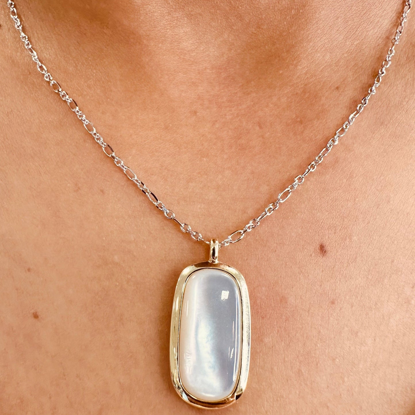 Elle Sterling Silver Allure Mother of Pearl Necklace