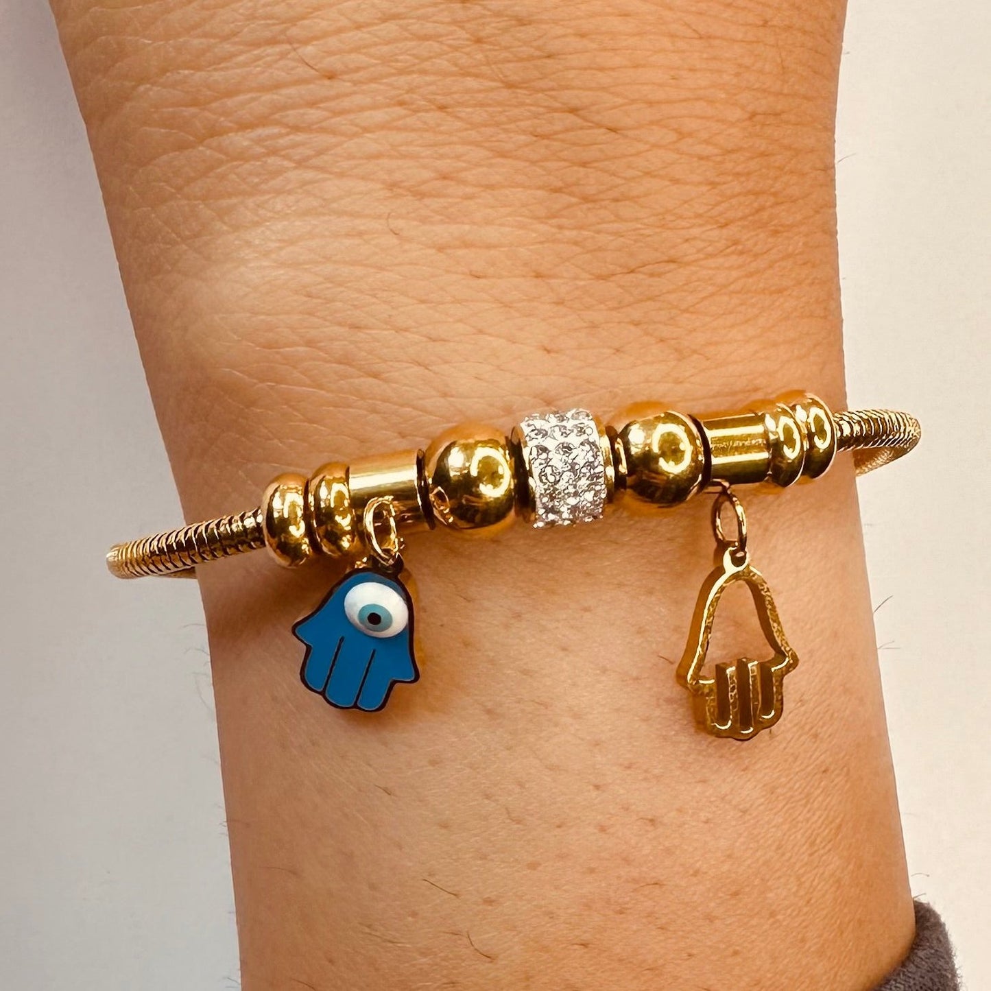 Stainless Steel Evil Eye and Hamsa Bracelet