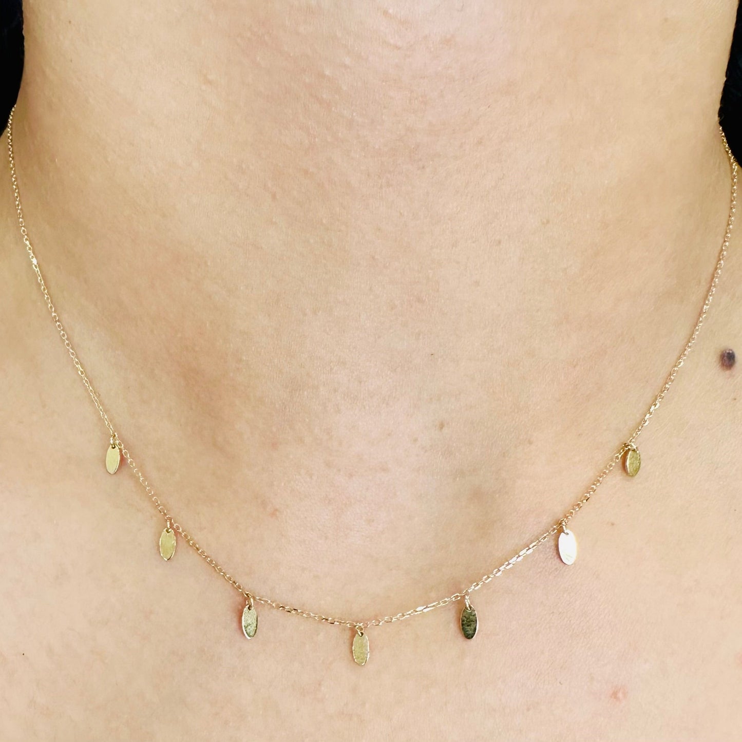 10k Gold Delicate Drop Disc Necklace