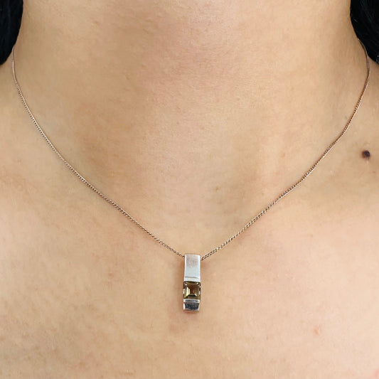 10K White Gold Smokey Gem Necklace