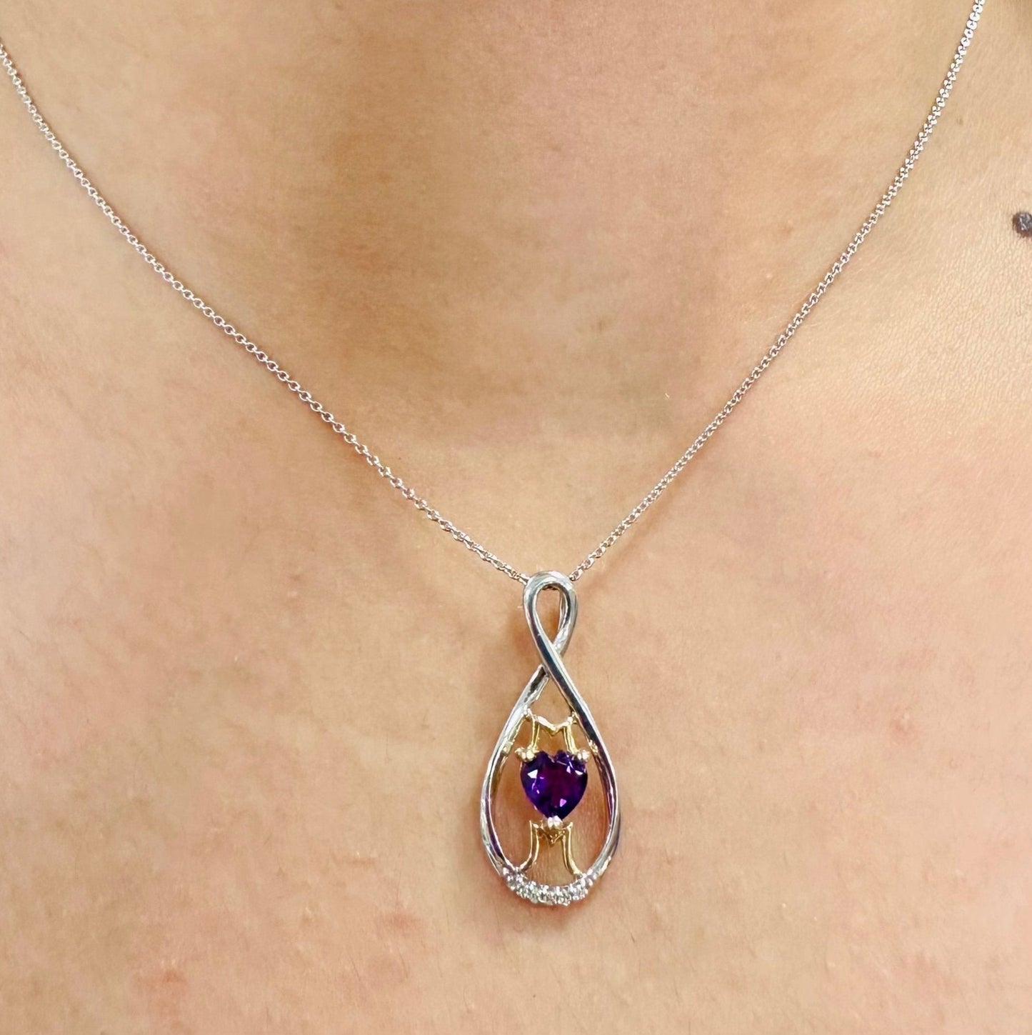 10k/Sterling Silver MOM Amethyst Necklace