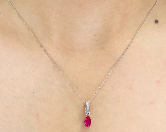 10k White Gold Ruby And Diamond Necklace