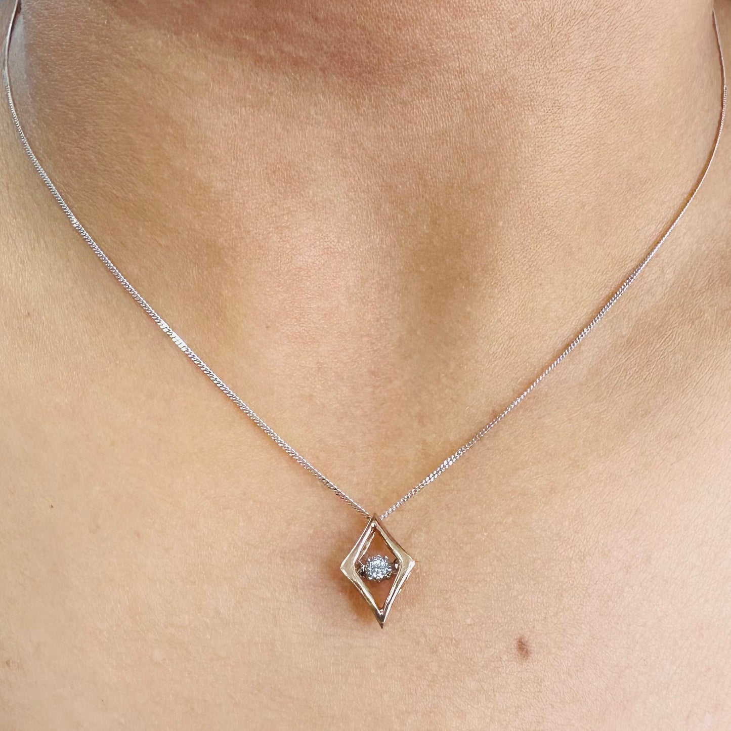 (0.02ct) 10K Rose and White Gold Pulse Pendant