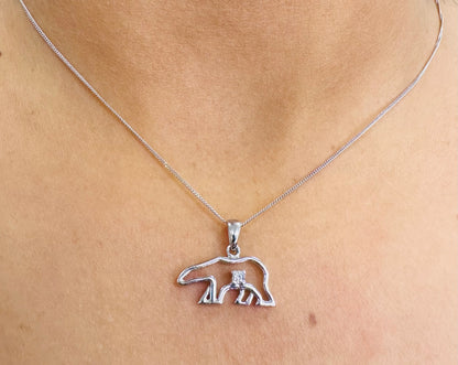 (0.38ct) 10K White Gold Bear Necklace with Canadian Diamond Pendant