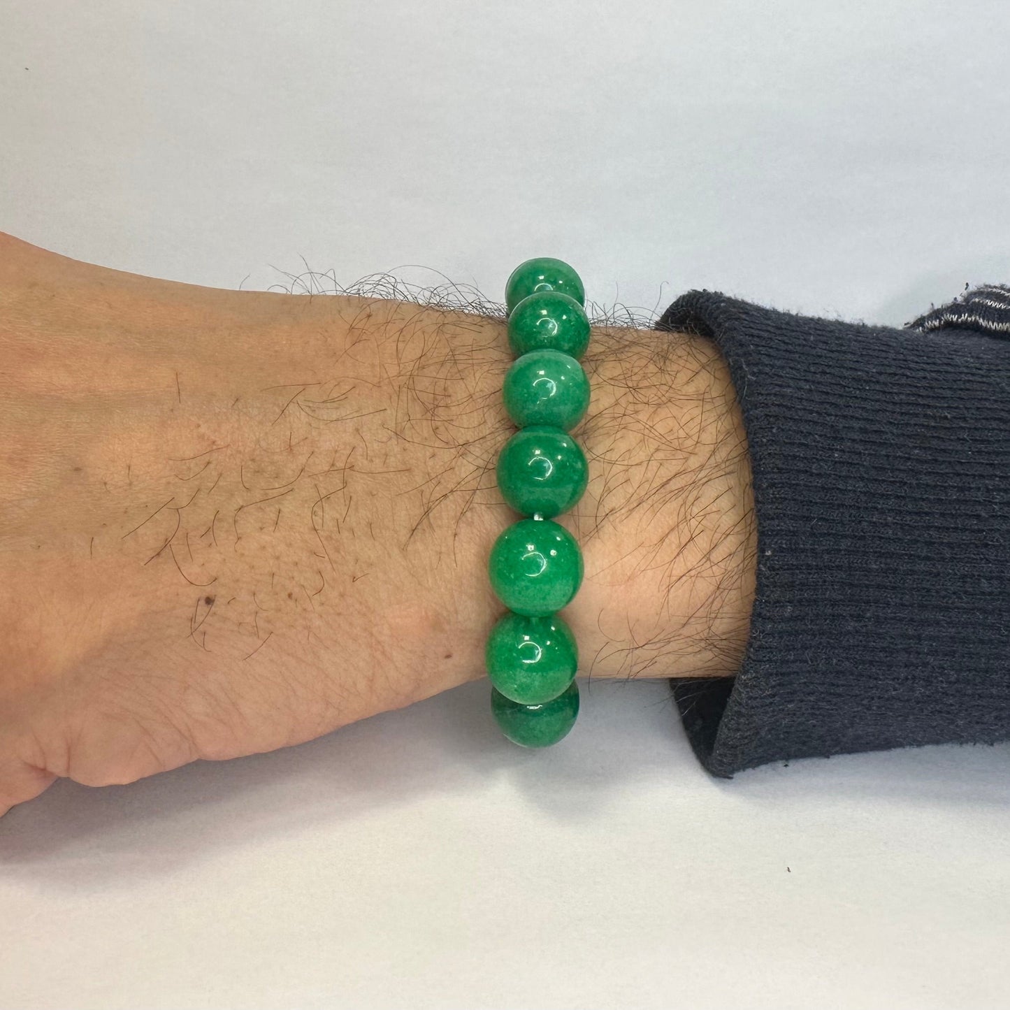 12mm Jade Beaded Bracelet