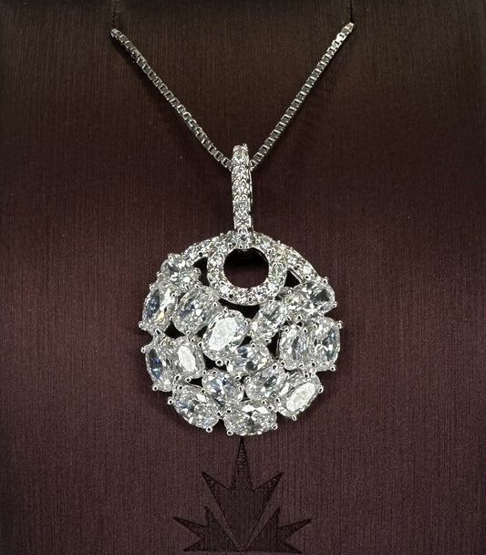Sterling silver Round Fancy Necklace with CZ