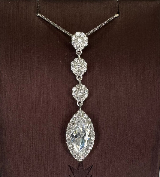 Sterling silver Marquis cut  Necklace with CZ