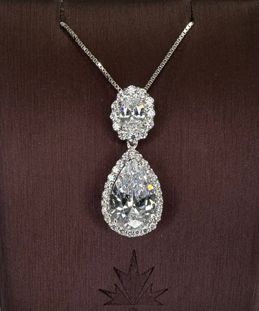 Sterling silver Drop Necklace with CZ