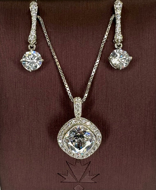 Sterling silver Necklace with Earrings Cz Set